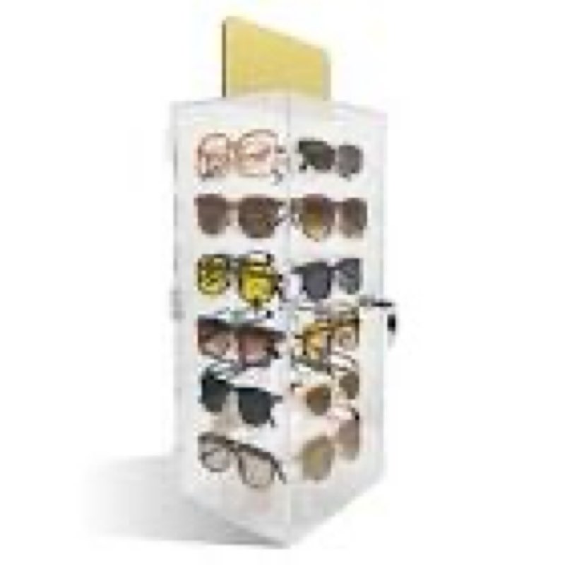Cityjoy Lockable Sunglasses Organizer, Acrylic Sunglass Display Stand With Mirror, Rotating Sunglass Display Case, Glasses Holder Eyeglass Storage, Sunglasses Tower for 24 Pairs