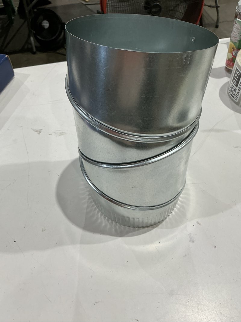 Condition photo showing As Is for imperial 6-in x 6-in galvanized steel round duct elbow