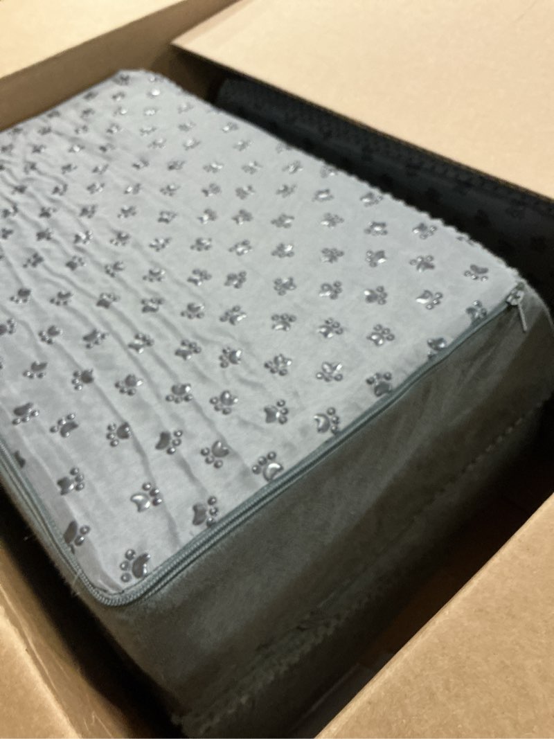 Condition photo showing As Is for 40D Density Foam Dog Ramp for Stairs Suits for Small Dogs Cats, Pet Steps Stairs for Staircase Stairs with Anti-Slip Bottom and Self-Sticky Pads to Fix(6Pack, Gray) Gray: Pack of 6