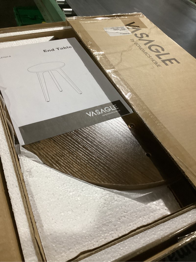 Condition photo showing Good Condition for VASAGLE MAEZO Collection - Small Side Table, Round End Table, Nightstand with Tapered Legs, Curved Transitions, for Small Spaces, Living Room, Bedroom, Honey Brown ULET237KB01S Honey Brown without Charging Station