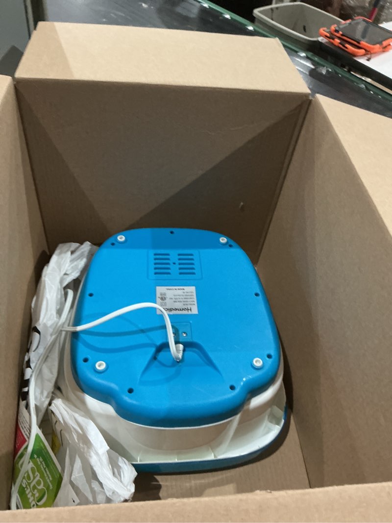 Condition photo showing As Is for homedics bubble mate foot spa, toe touch controlled foot bath with invigorating bubbles and splash proof, raised massage nodes and removable pumice stone