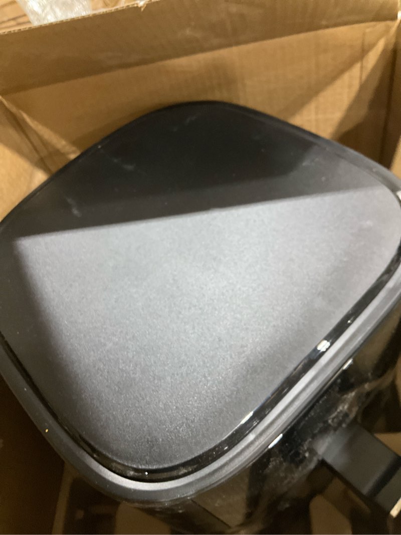 Condition photo showing New/Like New for chefman air fryer – 4 qt compact airfryer for quick & easy meals, features hi-fry technology for extra crisp, easy-view window, touch controls with 4 presets, nonstick & dishwasher safe basket - black 4 quart with easy view window