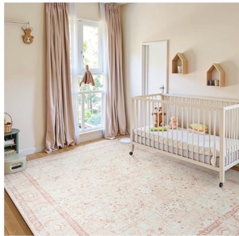 livebox washable 8 x 10 area rugs for living room - soft large light green boho rug for bedroom, non-slip retro carpet print distressed for dining guest room office 8‘ x 10’ distressed mint pink