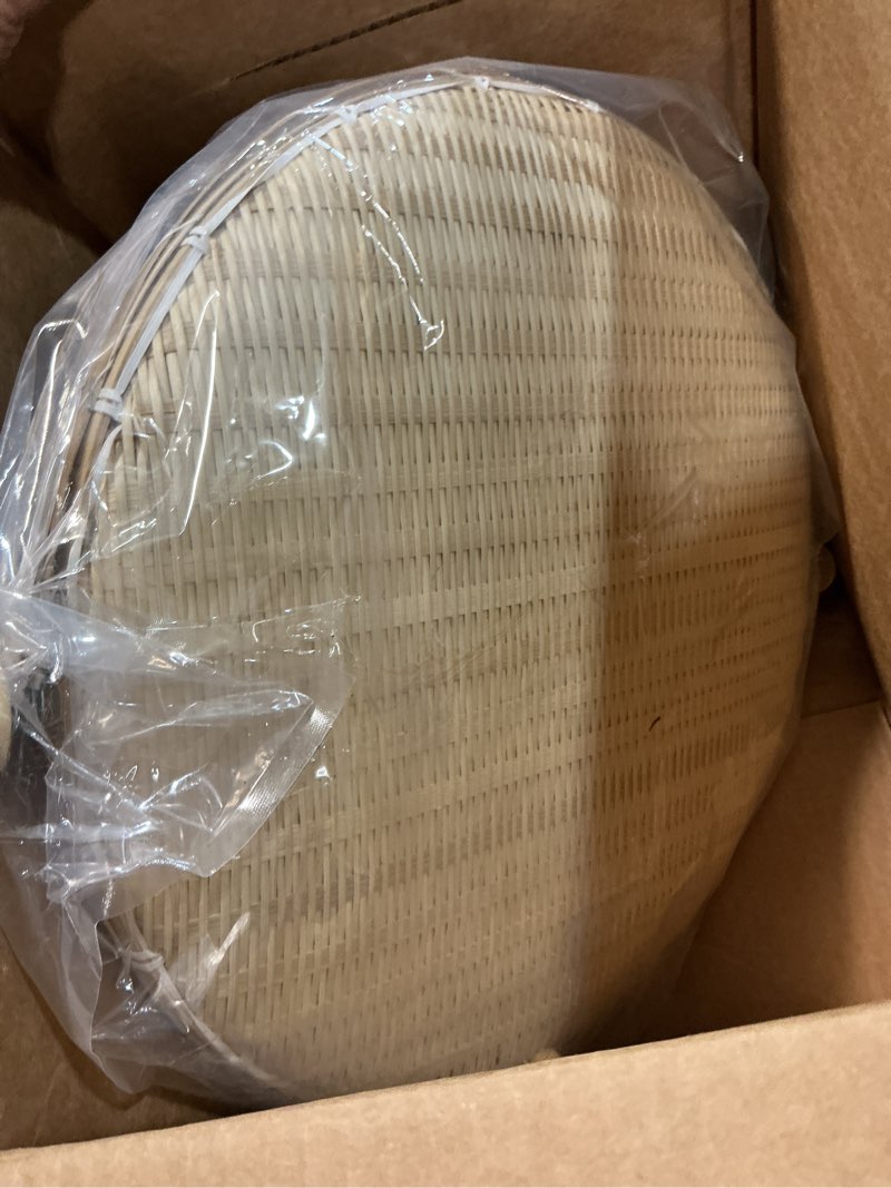 Condition photo showing Good Condition for round bamboo tent basket with lid, vegetables/fruits, bread, storage basket (16.5 inches in diameter)