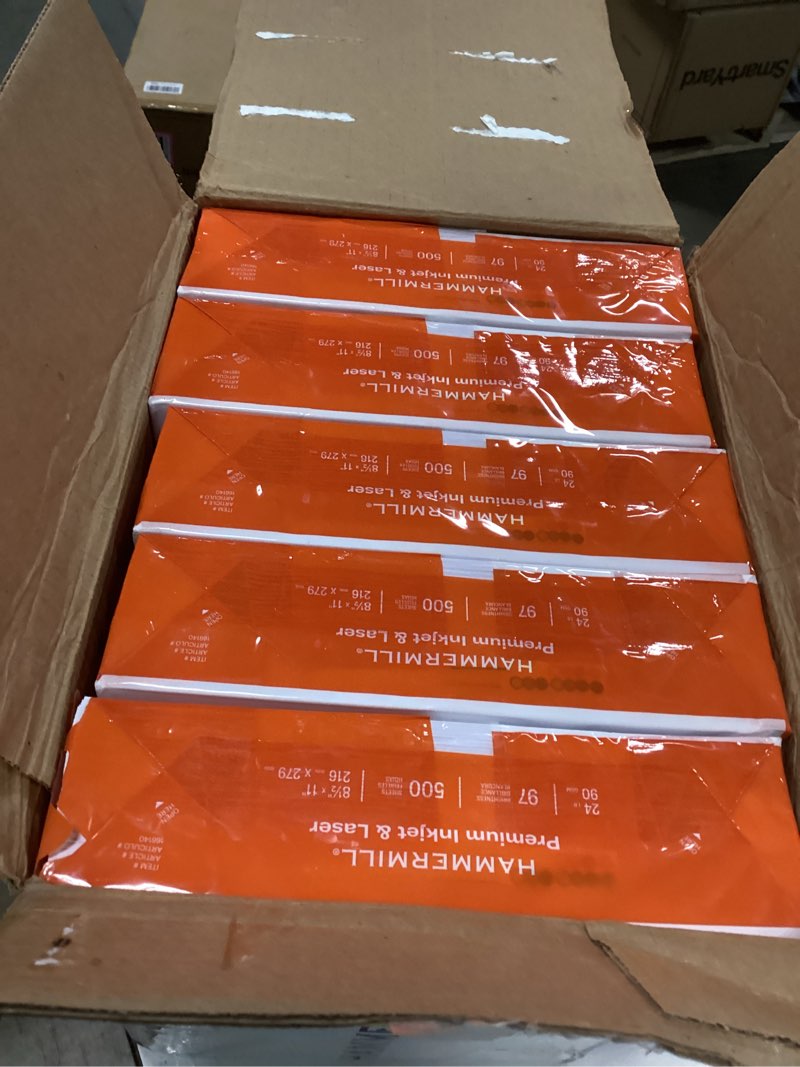 Condition photo showing Good Condition for Hammermill Printer Paper, Premium Inkjet & Laser Paper 24 Lb, 8.5 x 11 - 5 Ream (2,500 Sheets) - 97 Bright, Made in the USA, 166140C 5 Ream | 2500 Sheets 24 lb Ink - Laser