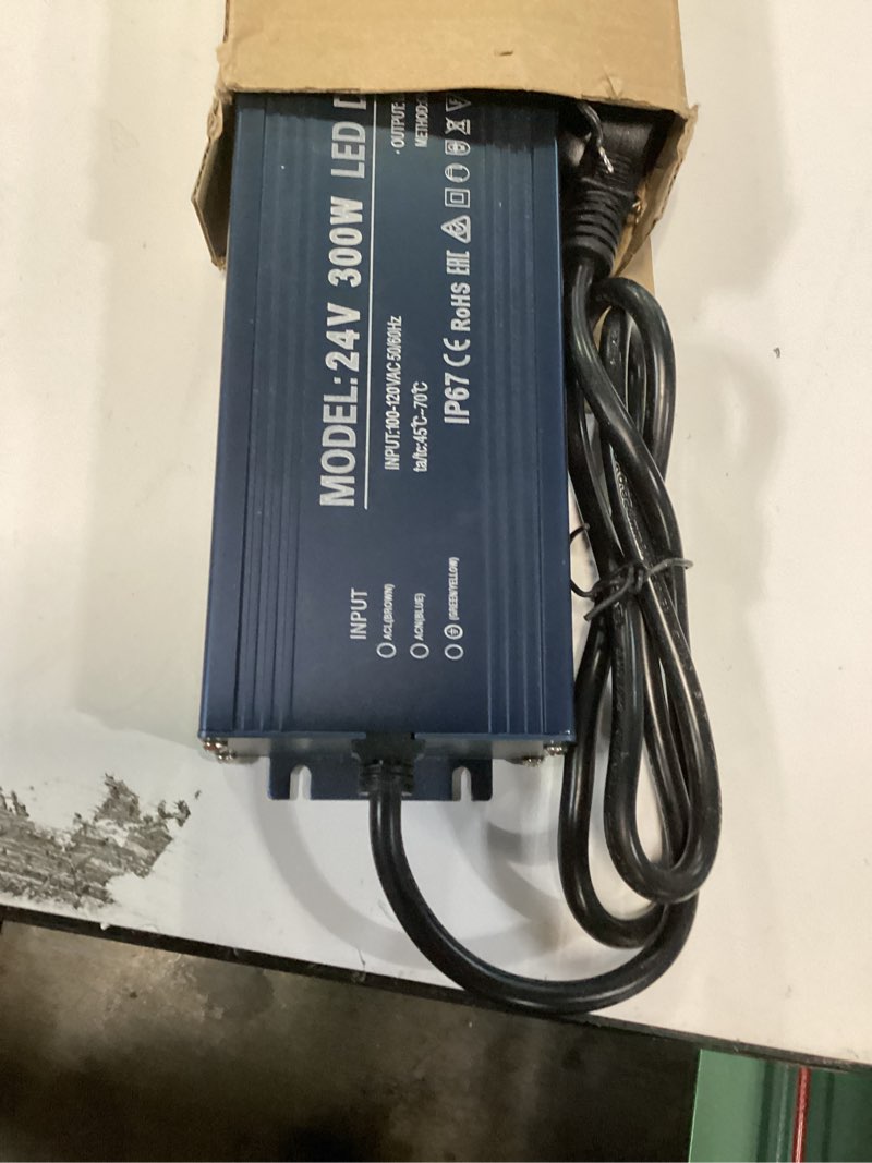 Condition photo showing Good Condition for led driver 24v, brimeti led power supply 300w waterproof ip67 transformer adapter 110v ac to 24v dc converter low voltage output with 3-prong plug 3.3 feet cable for outdoor light strip, 12,5 amp 24v 300w