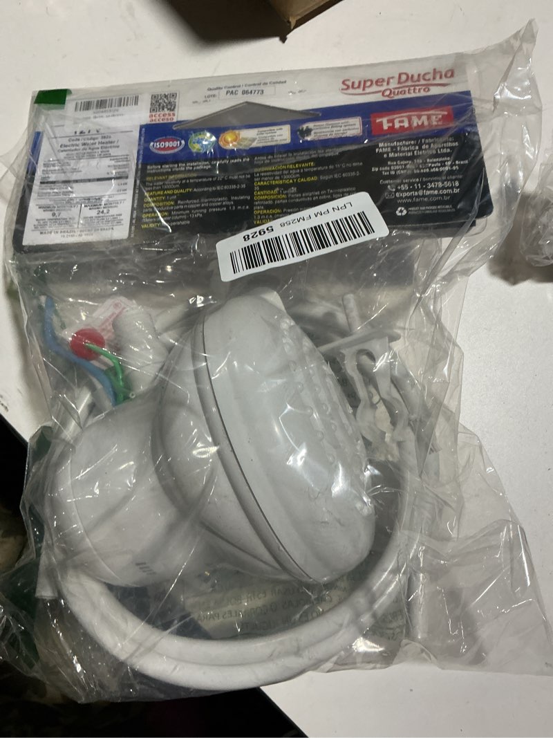 Condition photo showing As Is for FAME - Electric shower110V - SUPERDUCHA QUATTRO. Tankless Water Heater Electric. 4 temperatures. Calentador de agua electrico - 4400W.