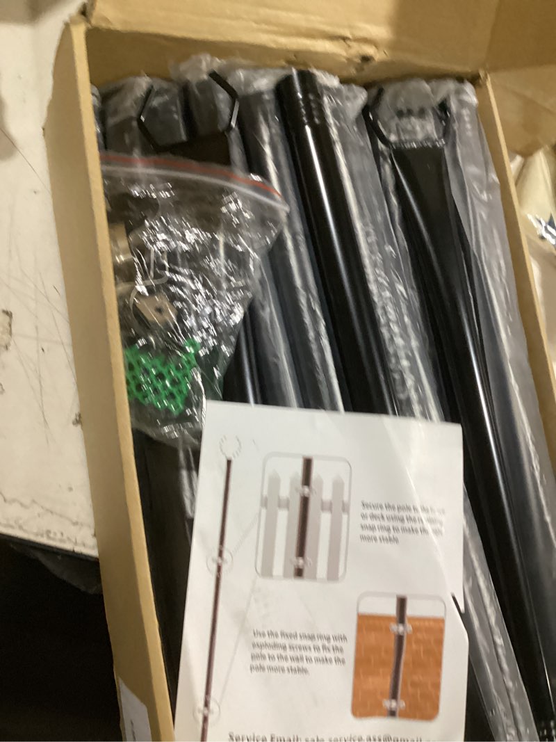 Condition photo showing As Is for ailbton 10ft string light poles 4 pack,light poles for outside lights,outdoor with fence brackets hanging lights,metal stand deck patio backyard 10ft 4 pack poles