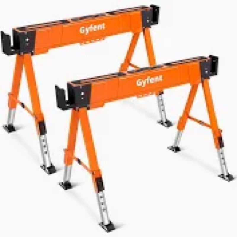 gyfent saw horses 2 pack, 4400lbs load capacity saw horse folding heavy duty sawhorses 21-34in adjus