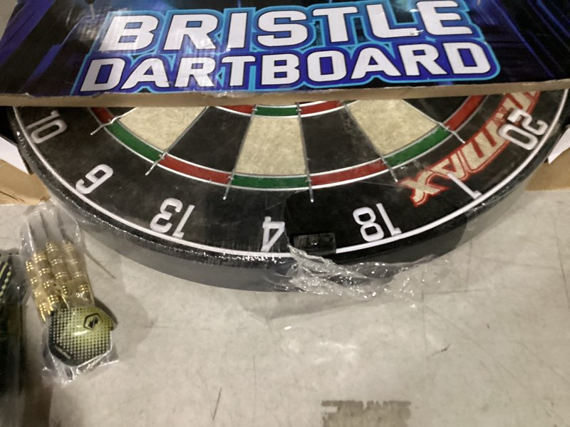Condition photo showing Good Condition for WIN.MAX Dart Board - Bristle Steel Tip Dartboard for Adults Bristle Steel Tip Dart Board Set with 12 Darts Metal