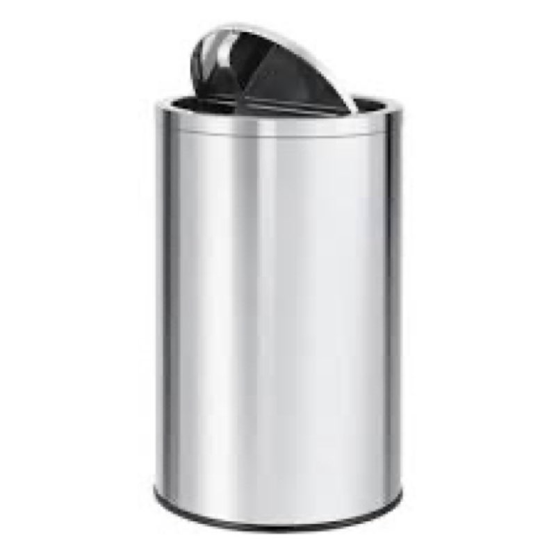 13 gallon stainless steel trash can with lid, 50 liter swing top garbage can with removable inner bu