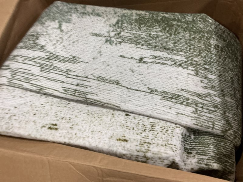 Condition photo showing Good Condition for kelarea living room rug, 8x10 rug modern abstract washable rugs green faux wool vintage carpet, non slip large rugs for bedroom, dining room, college dorm, home office 8' x 10' (rectangular) green