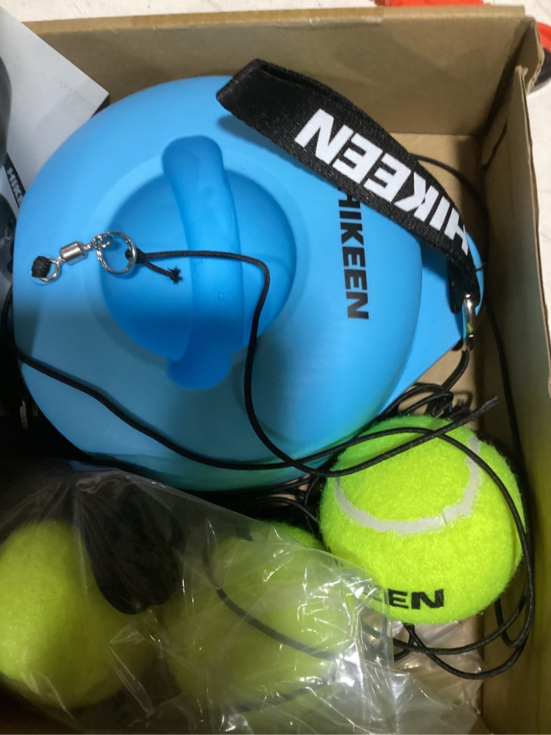 Condition photo showing Good Condition for hikeen premium tennis trainer rebound with metal base,portable solo tennis trainer set with 3 highly elastic string balls,tennis practice equipment for adult kids an beginners blue