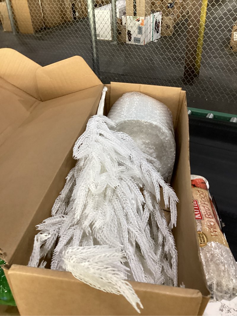 Condition photo showing New/Like New for 36’’ White Christmas Tree with Pot Norfolk Pine Tree Artificial Small Christmas Tree for Front Porch Outdoor Indoor Christmas Decor Halloween Decorations