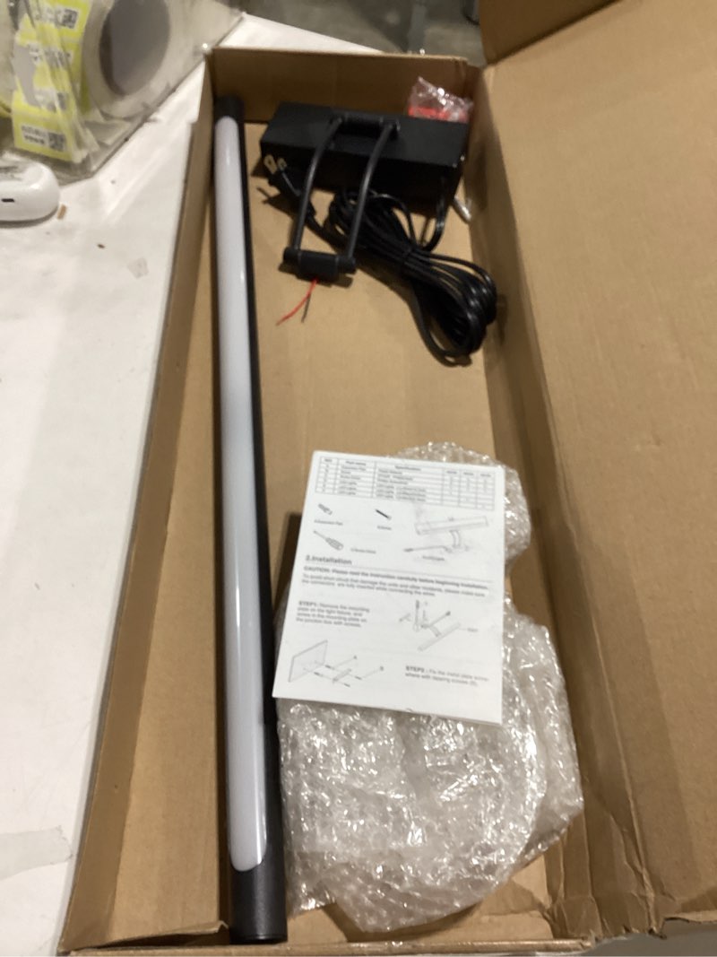 Condition photo showing Good Condition for plug in picture light for wall mural led art light with on/off switch, 3000k warm white brightness adjustable gallery painting lights for picture display dartboard art work (black, 24inch) black 24inch