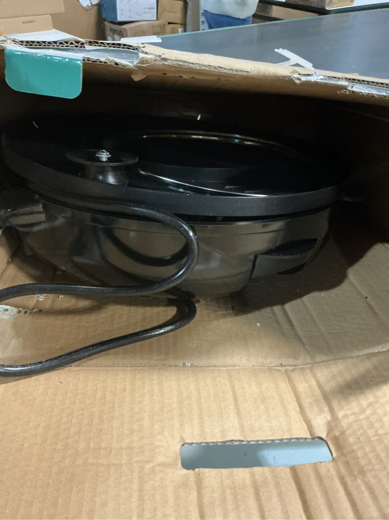 Condition photo showing As Is for food party hot pot electric korean bbq grill 2 in 1 hotpot smokeless indoor grill removable cooking plate easy cleaning 110v 1800w shabu shabu pot with divider removable electric hotpot grill