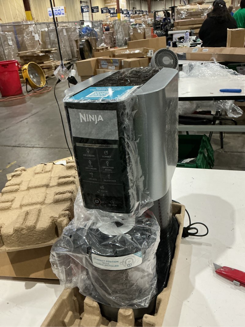Condition photo showing Good Condition for ninja nc301 creami ice cream maker, for gelato, mix-ins, milkshakes, sorbet, smoothie bowls & more, 7 one-touch programs, with (2) pint containers & lids, compact size, perfect for kids, silver creami + (2) pints