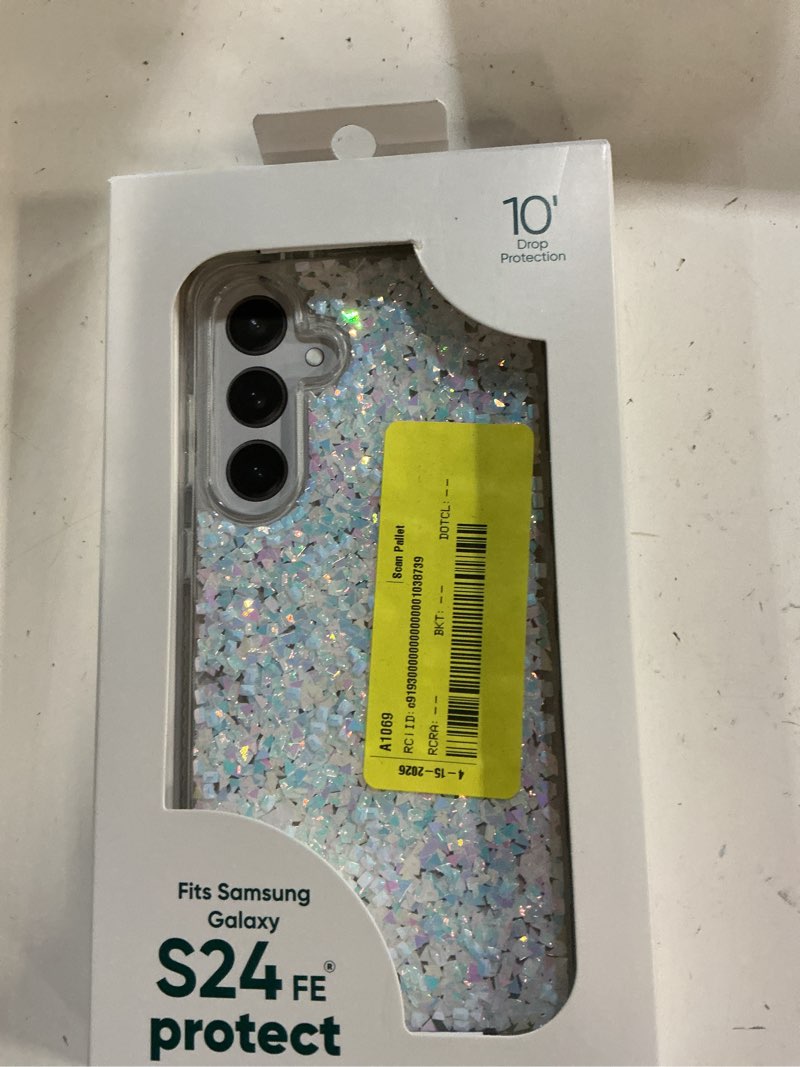 Condition photo showing New/Like New for onn phone case for samsung galaxy s24 fe - iridescent glitter fleck
