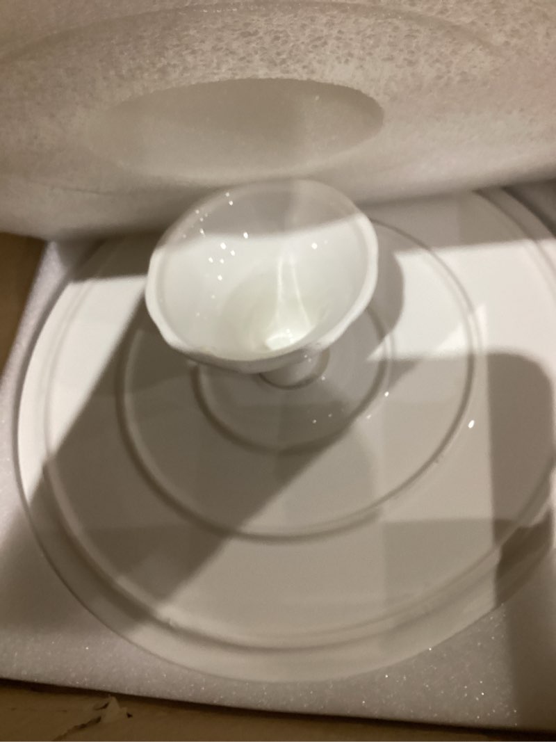 Condition photo showing Good Condition for 12 Inch Round White Ceramic Cake Stand, Decorative Cupcake Stand, Dessert Display Plates for Snacks and Cookies, Baby Shower, Birthday, Wedding Party Decor 12 Inch (1 Tier)