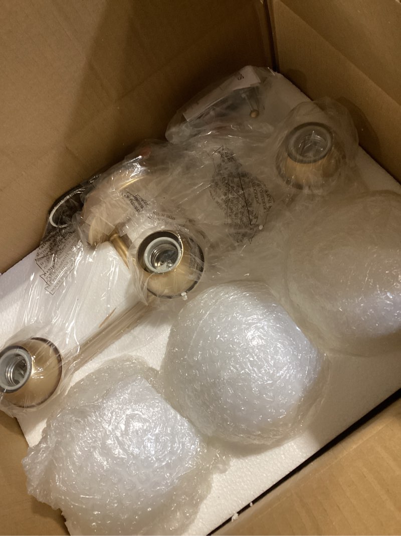 Condition photo showing Good Condition for Emak Modern 2 Pack Globe Wall Sconce, Gold Vanity Light with Milk Glass Shade for Bathroom, Living Room, Pictures, Bedroom,Hallway, WS114-GD-ML-2PK Gold & Milk Glass 1 Light - 2PC