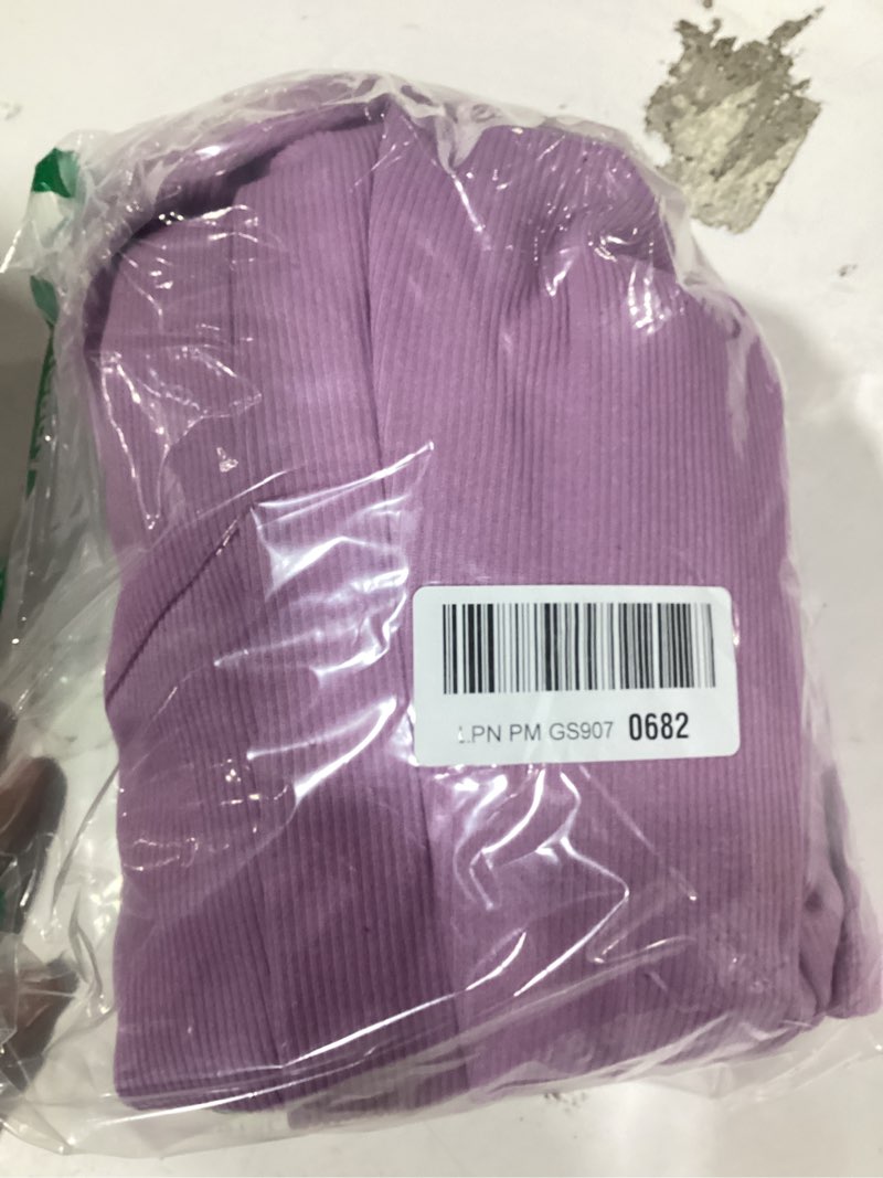 Condition photo showing New/Like New for hbq women two piece outfit ribbed short sleeve v neck polo top and flare pants casual lounge sets tracksuit light purple x-large