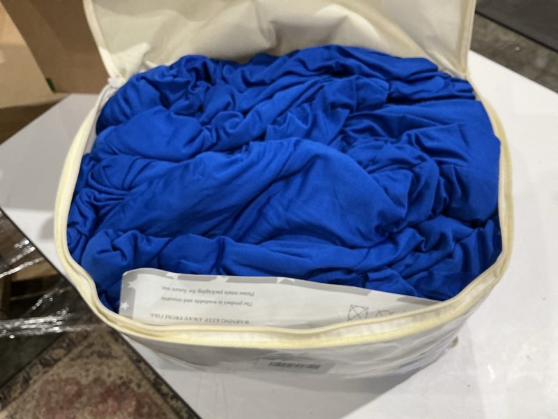 Condition photo showing Good Condition for 2 pack royal blue table cloth for 5ft round tables, fitted spandex 120 inch round tablecloth, wrinkle free table skirt for receptions birthday photography social events engagement party decorations royal blue 60inch(2pack)