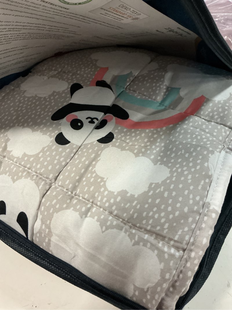 Condition photo showing New/Like New for cuteking weighted blanket (5lbs,36"x 48", happypanda) heavy blanket for 40-60lbs, weighted blanket for cooling & heating with premium glass beads, soft thick blanket all-season 10-white plaid 36''x48''-5lbs