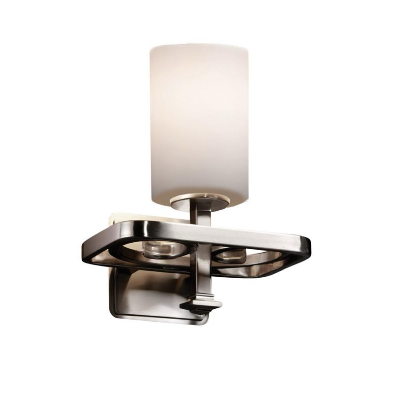 Justice Design Group Wire Glass 1-Light Wall Sconce - Dark Bronze Finish with Grid with Clear Bubble