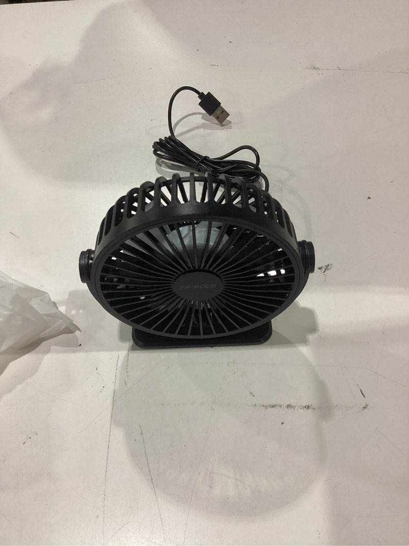 Condition photo showing New/Like New for tripole desk fan usb powered small portable fan, 3 speeds adjustable strong breeze mini personal fans, 360° rotation quiet plug in usb fans for desktop bedroom office table travel, black, 4.9ft cable