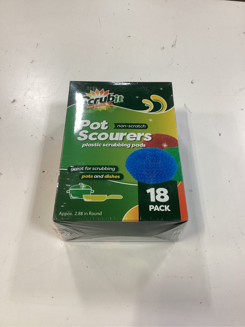 Condition photo showing New/Like New for scrubit 18 round nylon dish scrubber scouring pads - assorted colors scourer pads - tough and durable - non-scratch for non-stick cookware