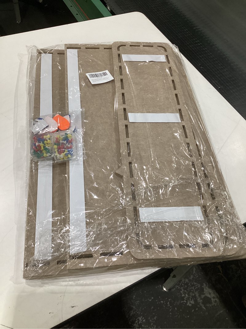 Condition photo showing New/Like New for Foldable Felt Bulletin Board, 3pcs Cork Board 47"x32" Self-Adhesive Pin Board Framed Display Board with 60 Pins & 6 Decor Stickers, Felt Wall Board for Office School Home