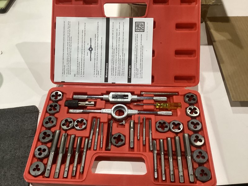 Condition photo showing New/Like New for orion motor tech sae tap and die set standard | #4, 6, 8, 10, 12, 1/4, 5/16, 3/8, 7/16, 1/2" tap set and die set | thread repair kits for threading and rethreading internal and external threads 40 pc sae