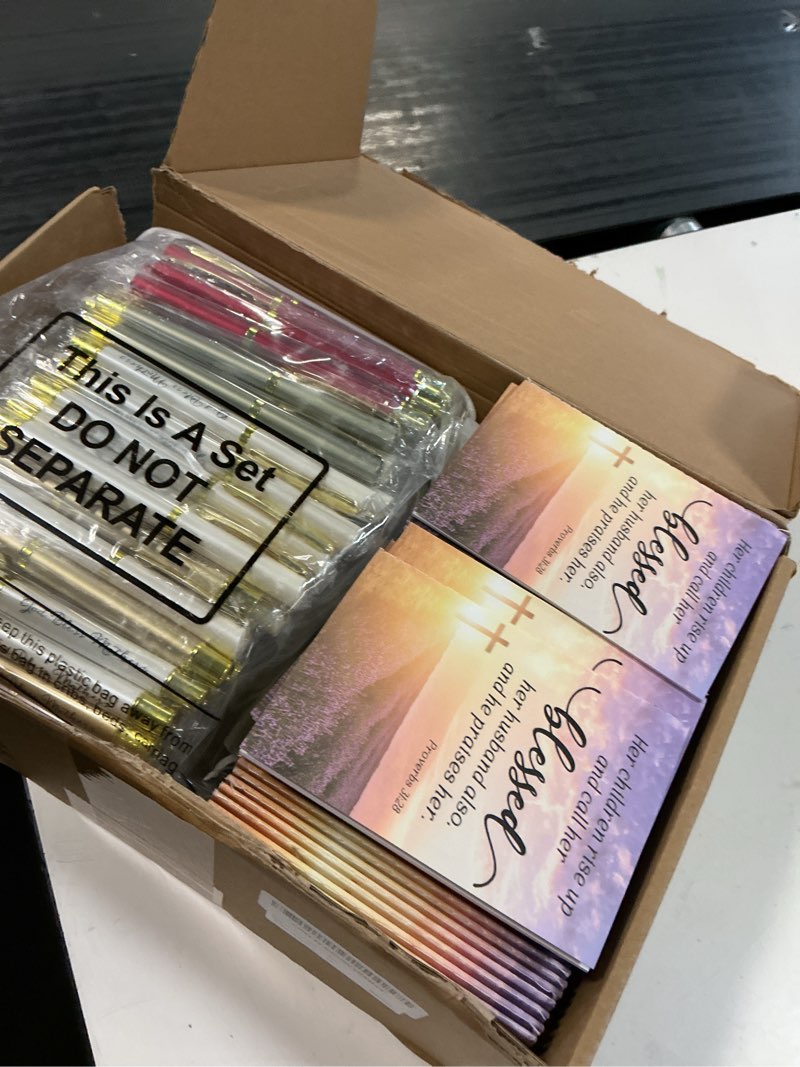 Condition photo showing New/Like New for spakon 100 sets mother's day church gifts bible verse notebooks christian pens with organza bags religious mother's day gifts for mom