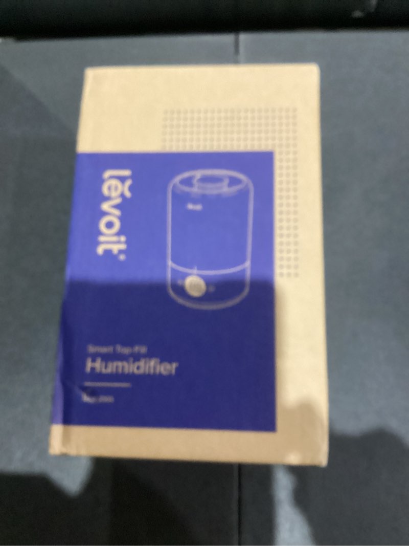 Condition photo showing As Is for LEVOIT Smart Cool Mist Top Fill Humidifiers for Bedroom with Sensor, Auto Humidity Setting, APP & Voice Control, Essential Oil Diffuser, Ultra Quiet Operation, Super Easy Top Fill, 3L, White White Smart Humidifier