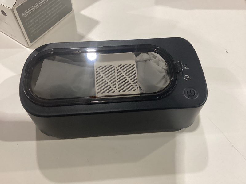 Condition photo showing New/Like New for ultrasonic jewelry cleaner machine: 48khz ultra sonic cleaner for jewelry,eyeglass,rings,watch band,dentures,with dual cleaning modes,350ml 304 stainless steel tank,gift for wife,mom,daughter black