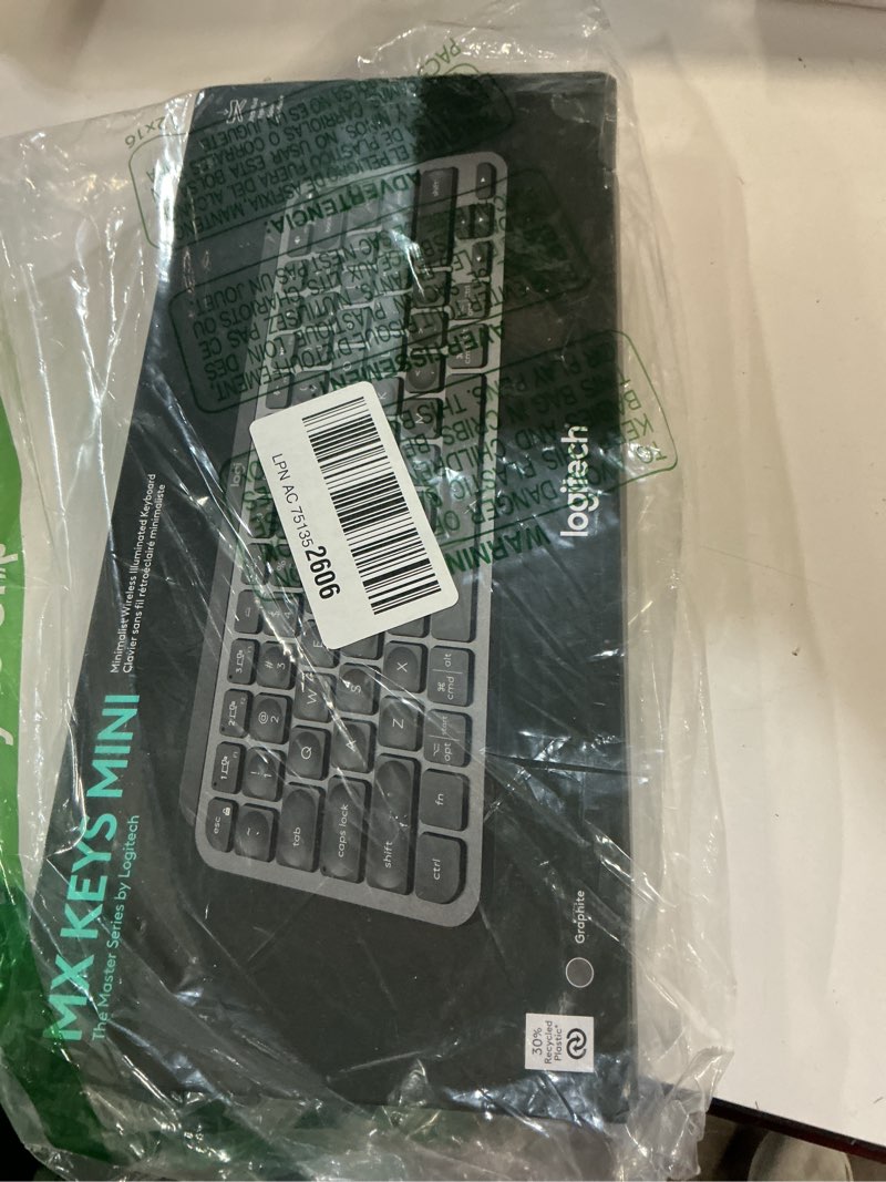 Condition photo showing New/Like New for Logitech MX Keys Mini Minimalist Wireless Illuminated Keyboard, Compact, Bluetooth, Backlit, USB-C, Compatible with Apple macOS, iOS, Windows, Linux, Android, Metal Build - Graphite MX Keys Mini Graphite