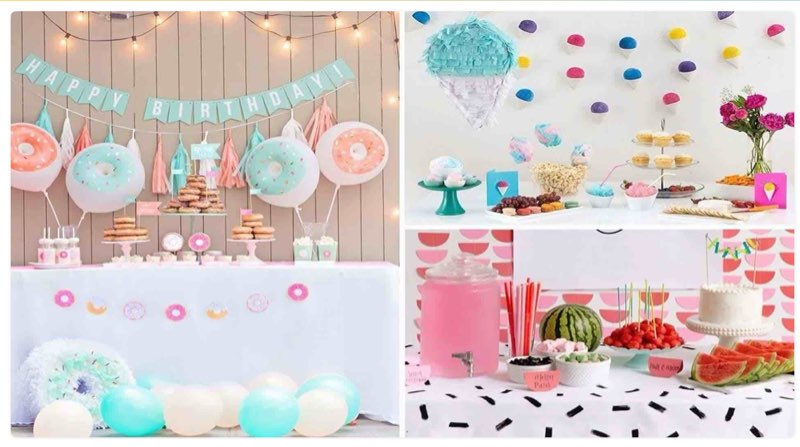 assorted of articles for decoration of different theme parties (it can include a variety of styles, colors, colors and themes'