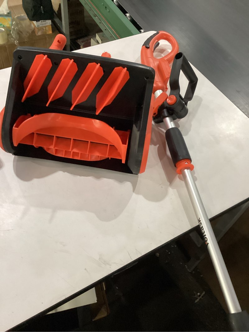 Condition photo showing As Is for *Missing Batteries* 24v Brushless Cordless Electric Snow Shovel, 13.5 Inch Battery Powered Snow Shovel , 26FT Throw Distance, Powerful Snow Blower for Pathway, Patio, Driveway Snow Removal , similar to stock photo