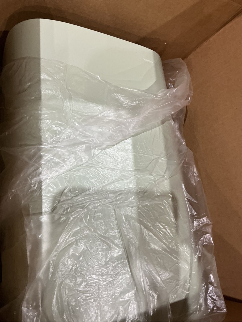 Condition photo showing As Is for happimess hpm1011h curtis 8-gallon step-open trash can, fingerprint resistant, modern, minimalistic for home, kitchen, laundry room, office, bedroom, bathroom, pistachio gelato