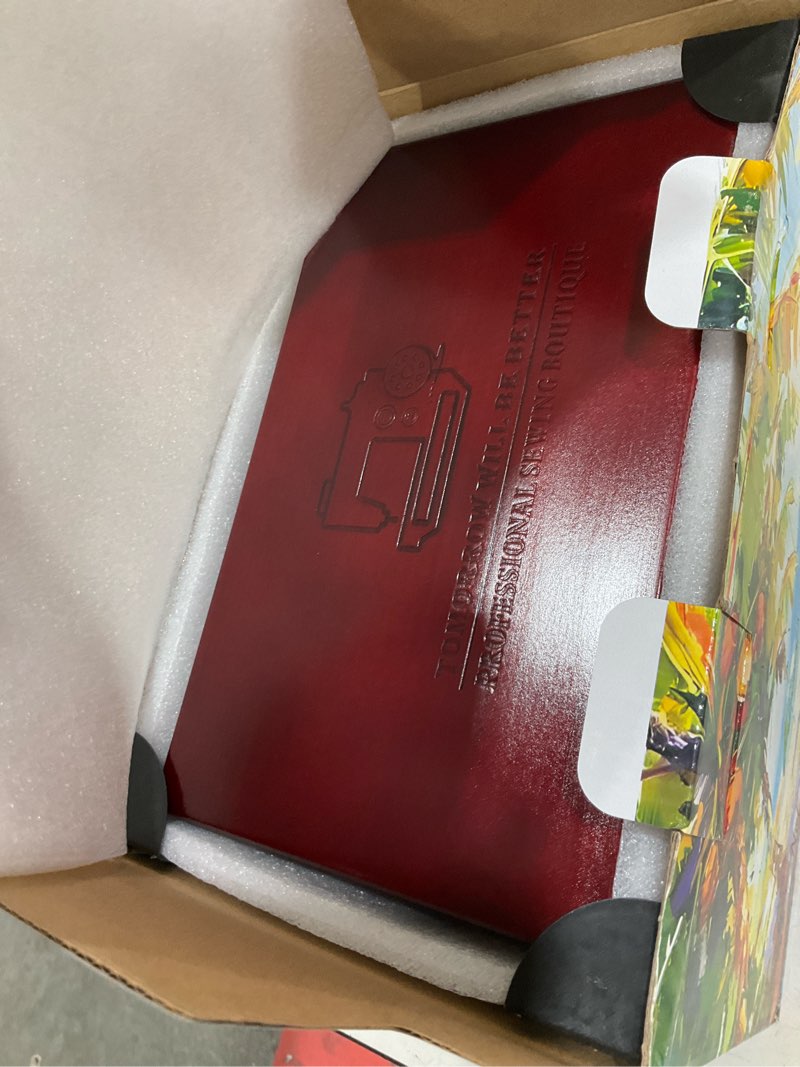 Condition photo showing Good Condition for handheld sewing machine, with elegant wooden sewing box and 153-piece sewing kit, mini portable cordless hand held sewing machine, perfect for adults, beginners, and quick home repairs