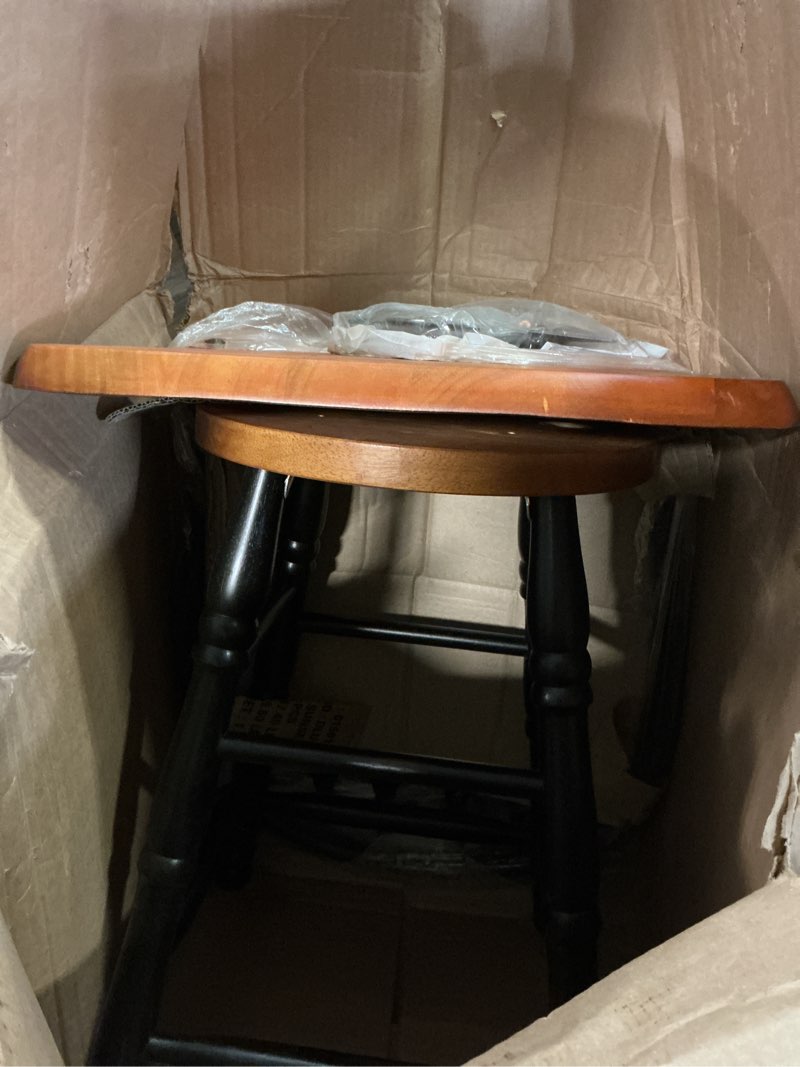 Condition photo showing Good Condition for sunset trading selections 24" counter height swivel barstool | farmhouse country cottage windsor arrowback café stool | antique black & cherry solid wood | dining room kitchen home bar furniture