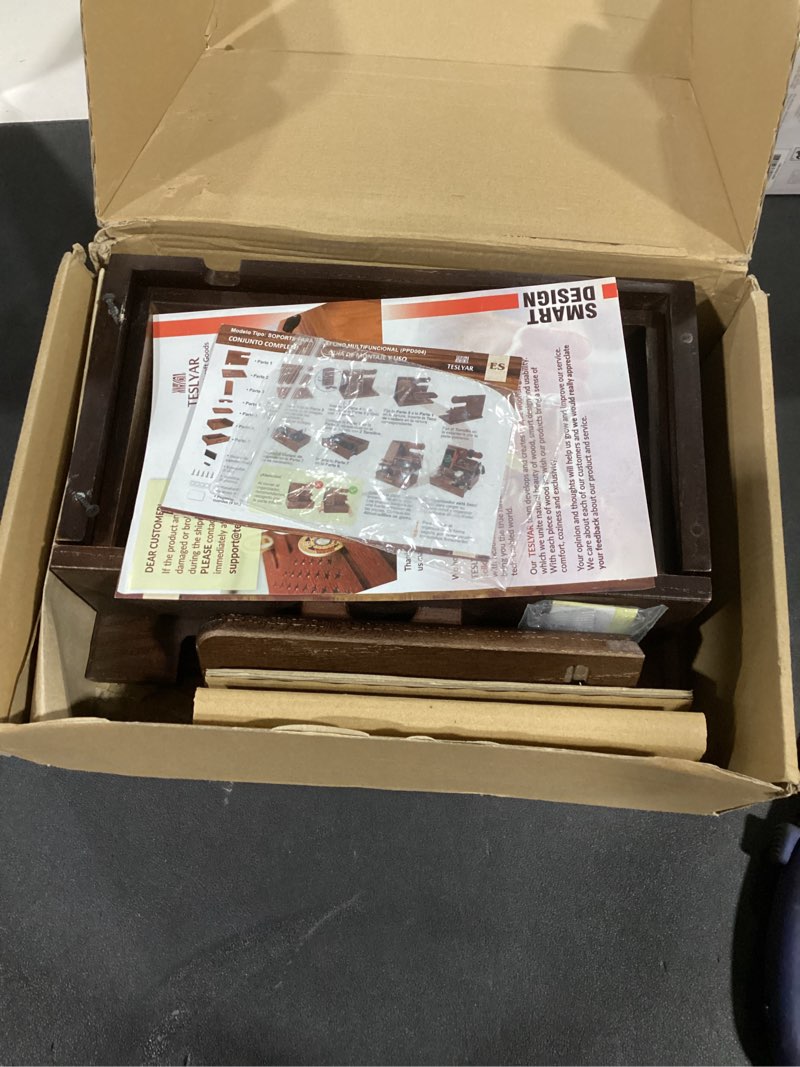 Condition photo showing As Is for TESLYAR Wood Phone Docking Station with Drawer - Nightstand Organizer - Desk Organizer for Husband - Birthday Gifts for Men, Dad, Anniversary Idea, Key Holder Stand Watch & Accessories (Antique Brown)