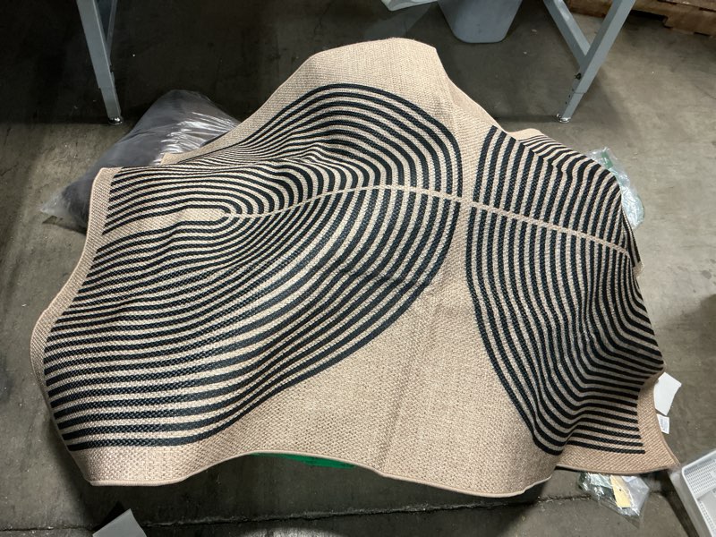 Condition photo showing Good Condition for lahome modern rainbow easy jute rug, 3x5 washable rugs for entryway farmhouse black patio carpet, non slip indoor door mat contemporary outdoor porch carpet for laundry guestroom room decor 3' x 5' (rectangular) nature/black rainbow