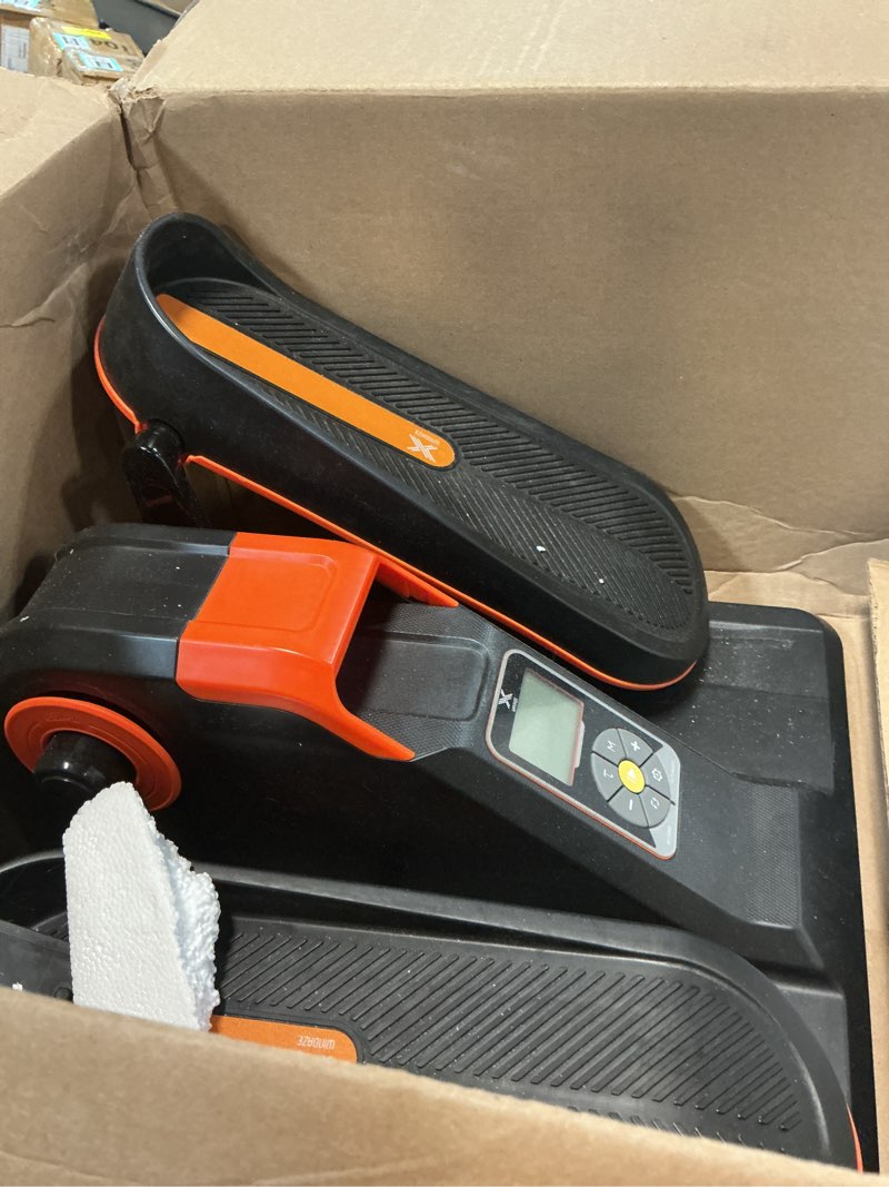 Condition photo showing As Is for under desk elliptical machine,electric ellipse leg exerciser as see on tv with remote control,12 level speeds seated pedal exerciser for seniors adults, manual & auto mode orange