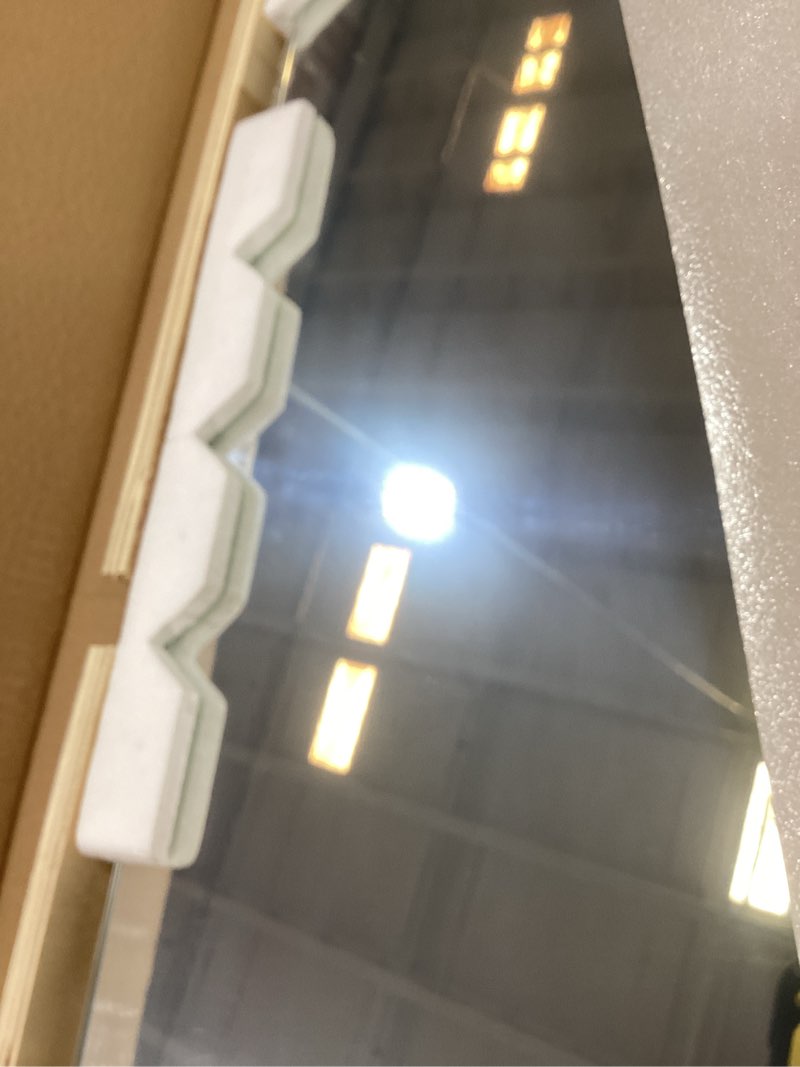 Condition photo showing Good Condition for mirrorons bathroom vanity mirror 24" x 32", frameless mirror with polished edge, hangs horizontally or vertically. upgraded shatterproof bathroom mirror for wall. 32"l x 24"w