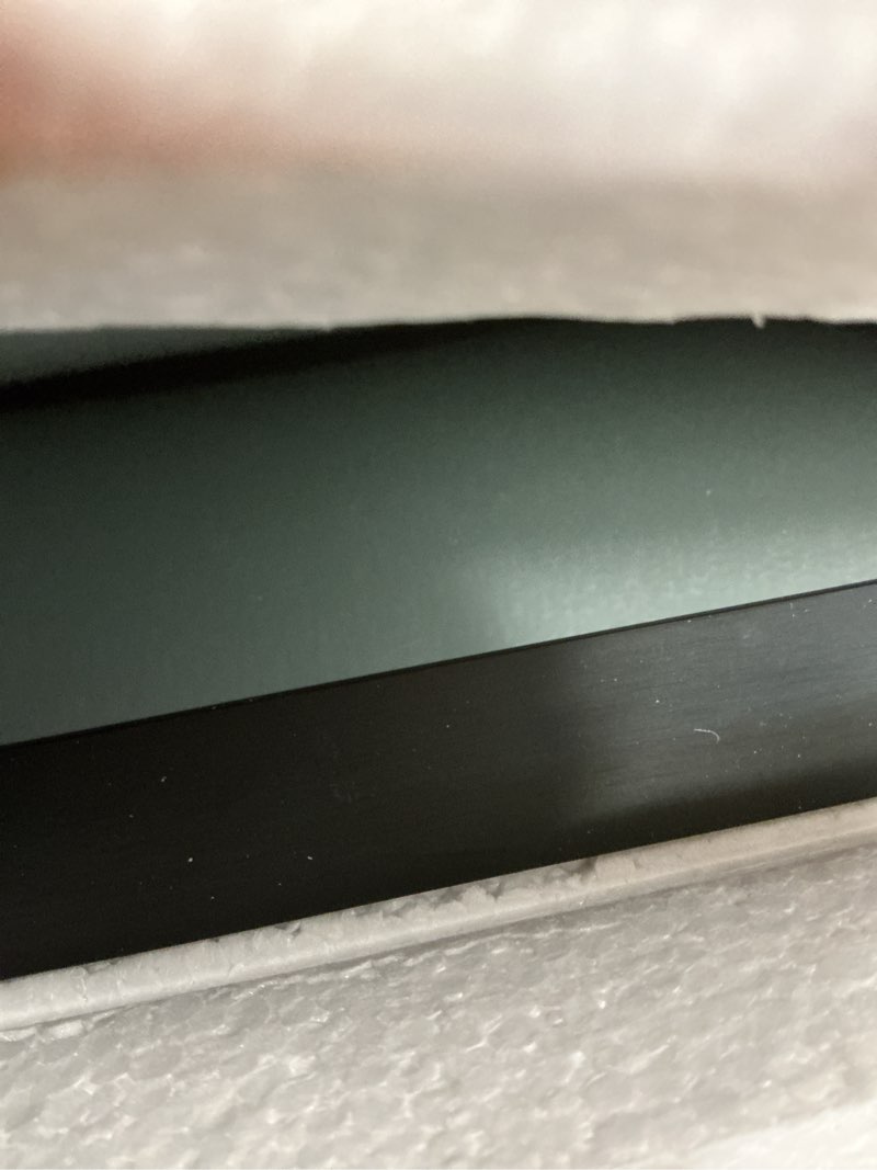 Condition photo showing New/Like New for Wall Mount Mirror for Bathroom, Brush Black Metal Framed Rounded Corner Rectangular Vanity Mirror (16" x 20", Black) 20"L x 16"W Rectangle Black