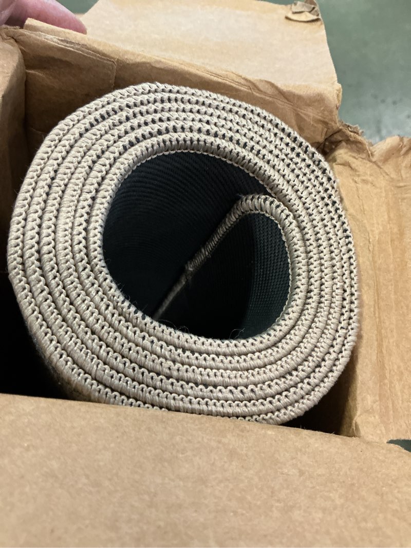 Condition photo showing New/Like New for Color&Geometry Ultra Thin Indoor Door Mat (Rolled-up NO Creases) 36"x56", Non Slip Rubber Backed Dirt Trapper Door Mat Indoor Entrance, Low Profile Entryway Mat, Easy Clean, Light Brown Linen Light Brown Linen 3' x 4'8" (Rectangular)