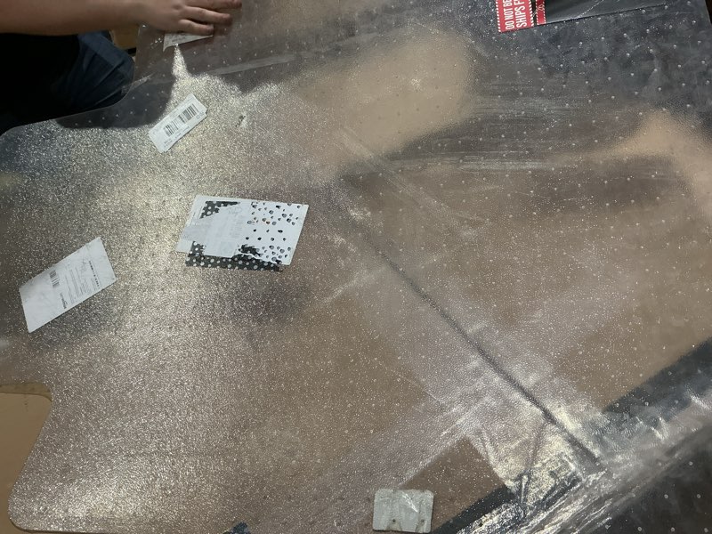 Condition photo showing Good Condition for gorilla grip slip resistant clear office chair mat for carpet floors, smooth rolling glide under desk, heavy duty plastic computer mats and carpeted floor protector, work and gaming chairs, 29x47 lip carpet mat with lip 29"x47"
