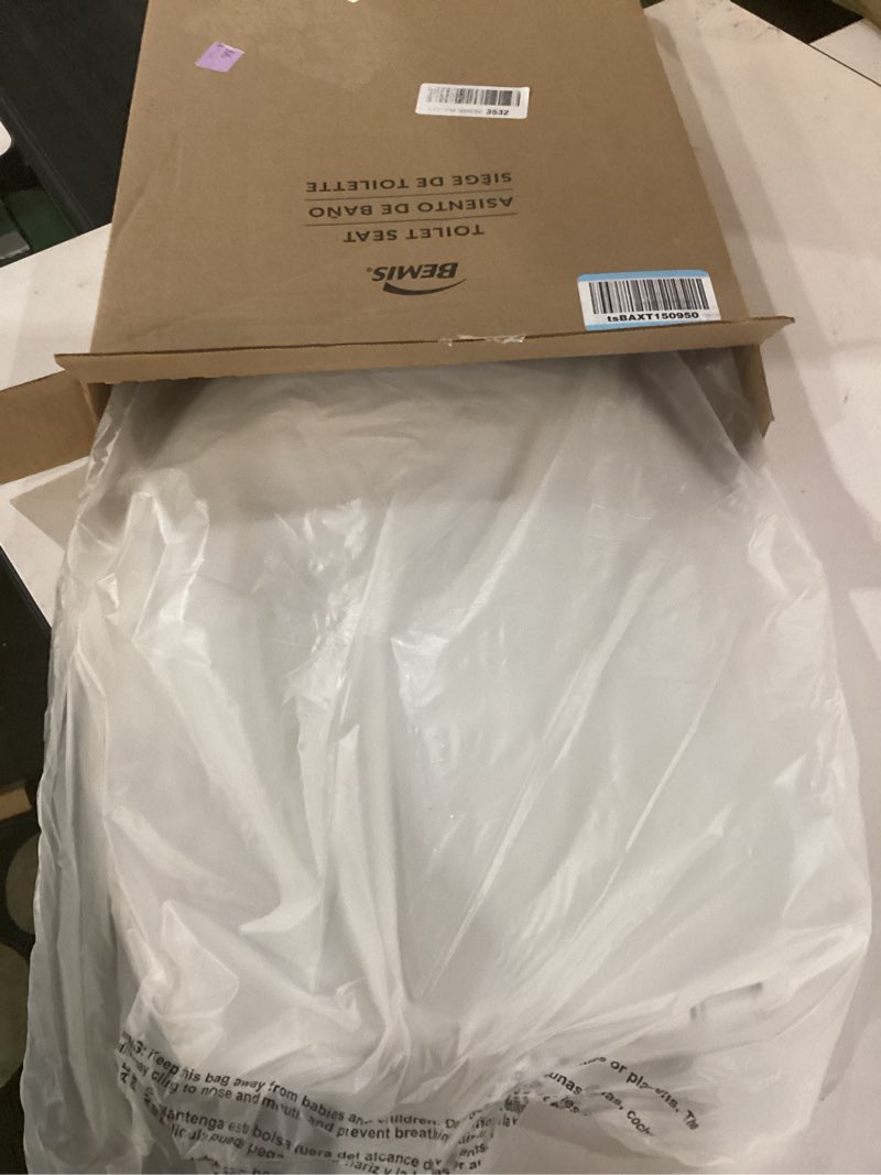 Condition photo showing As Is for bemis 7300slec slow close toilet seat, easy clean hinges and durable plastic seat, made in usa, elongated, white elongated slow close