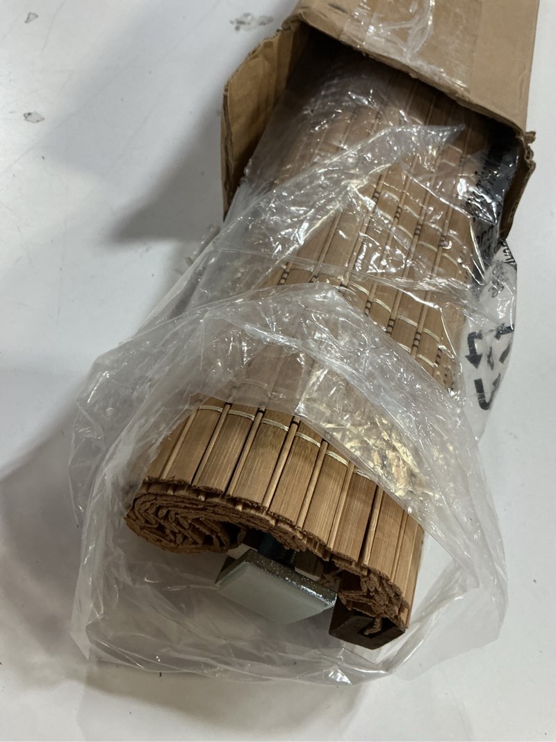 Condition photo showing Good Condition for LazBlinds No Tools No Drill Cordless Bamboo Roman Shades, Light Filtering Window Treatment, Roll Up Bamboo Blinds for Windows 48'' W x 48'' H, Brown Light Filtering-brown206 48" W x 48" H